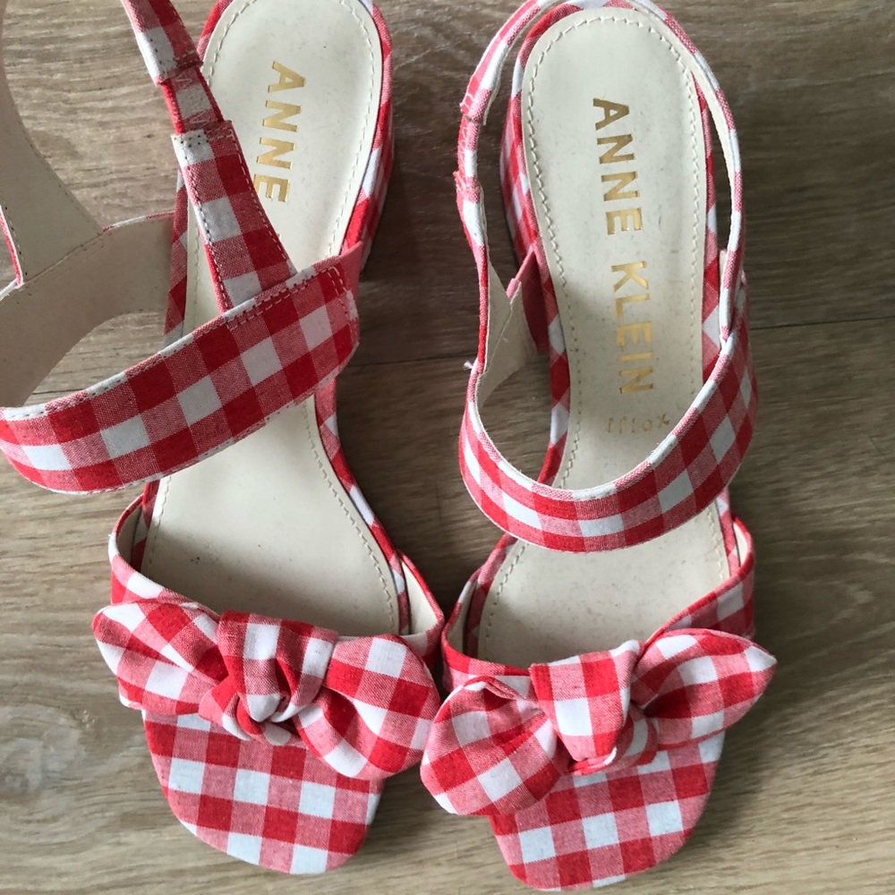 Anne Klein Red/White Gingham shoes